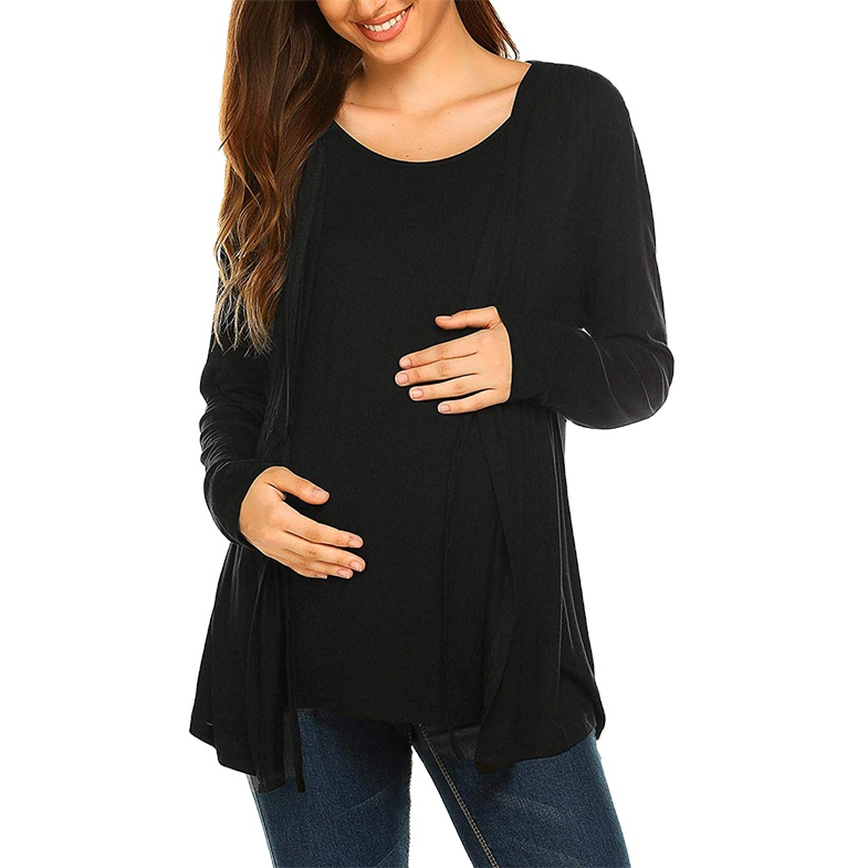 Maternity Outfit Long-Sleeve Nursing Top studio product photo