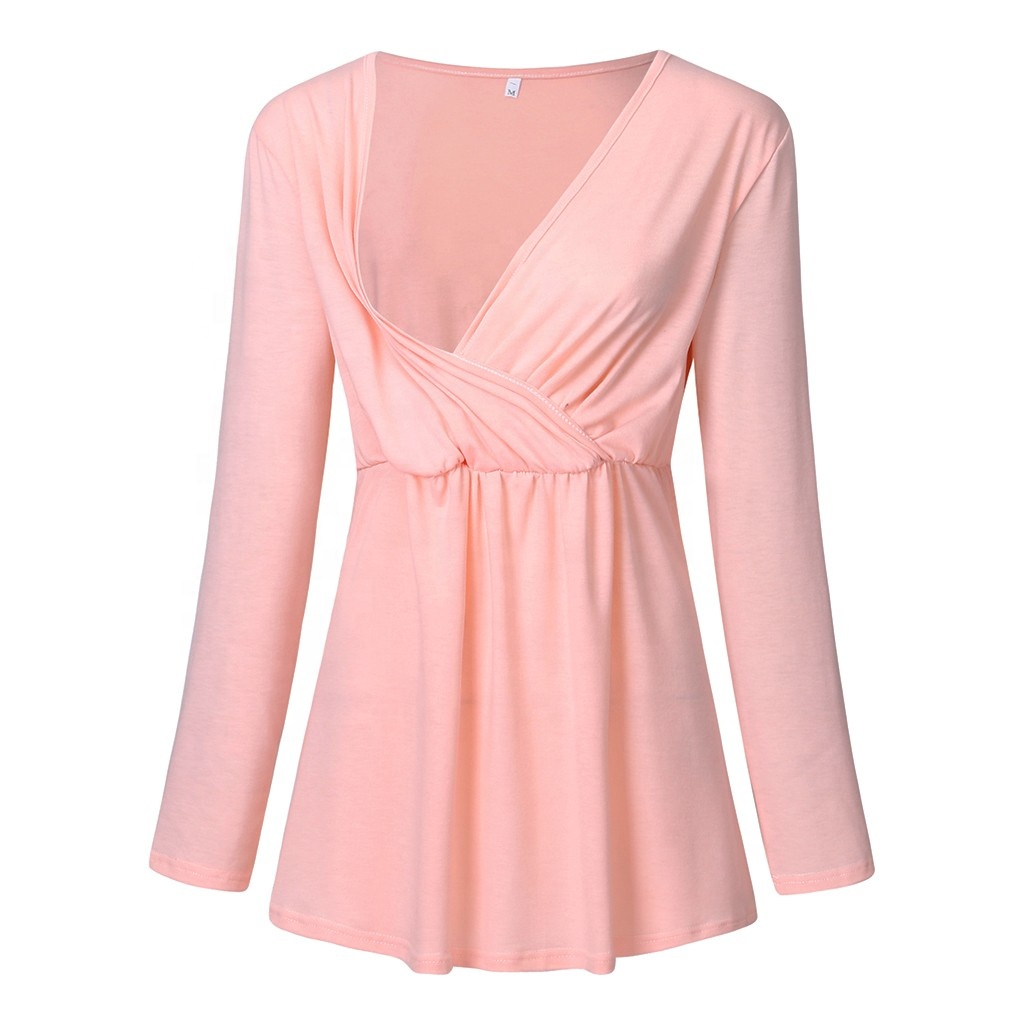 Maternity Outfit Gathered Nursing Blouse studio product photo
