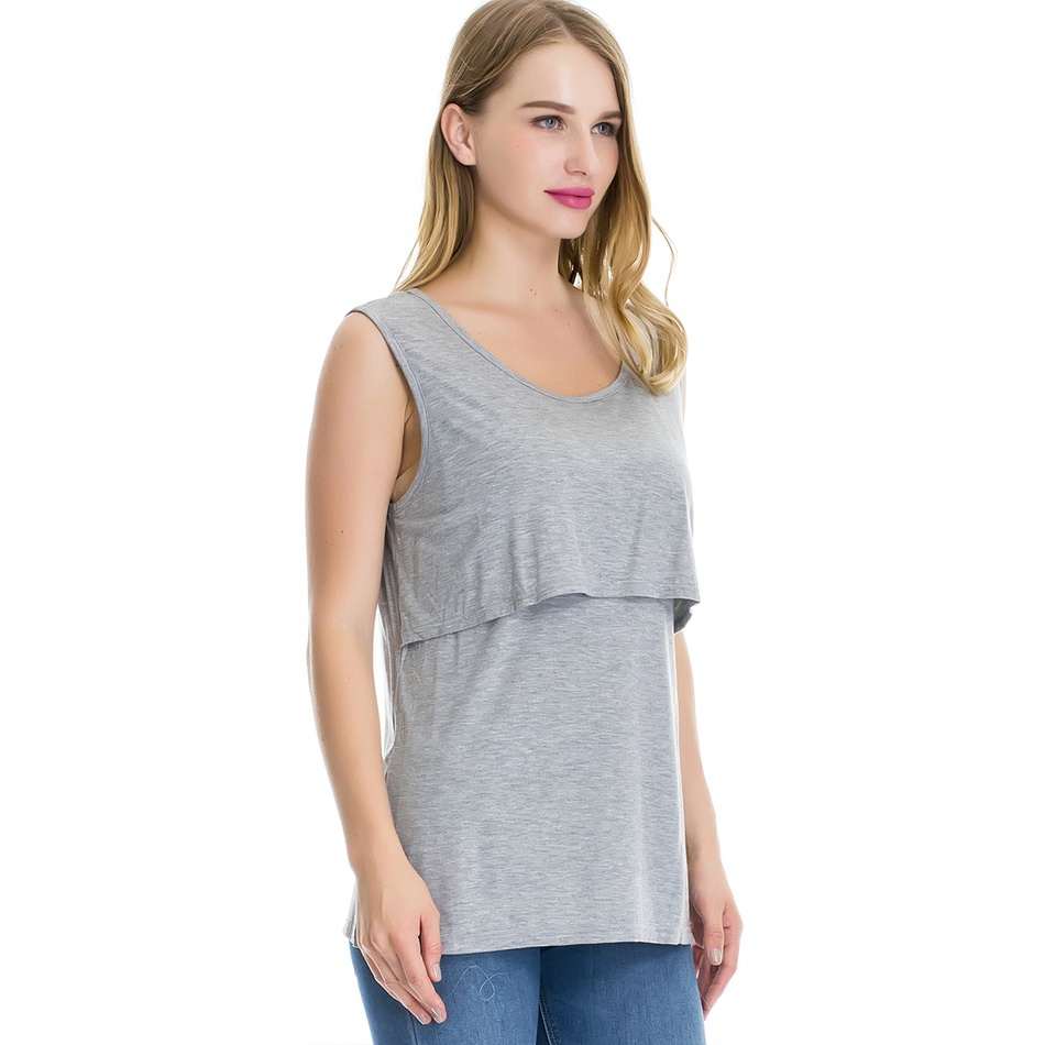 Maternity Outfit Layered Cotton Nursing Tank studio product photo