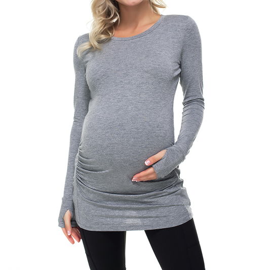 Maternity Outfit Longline Ruched Maternity Top studio product photo