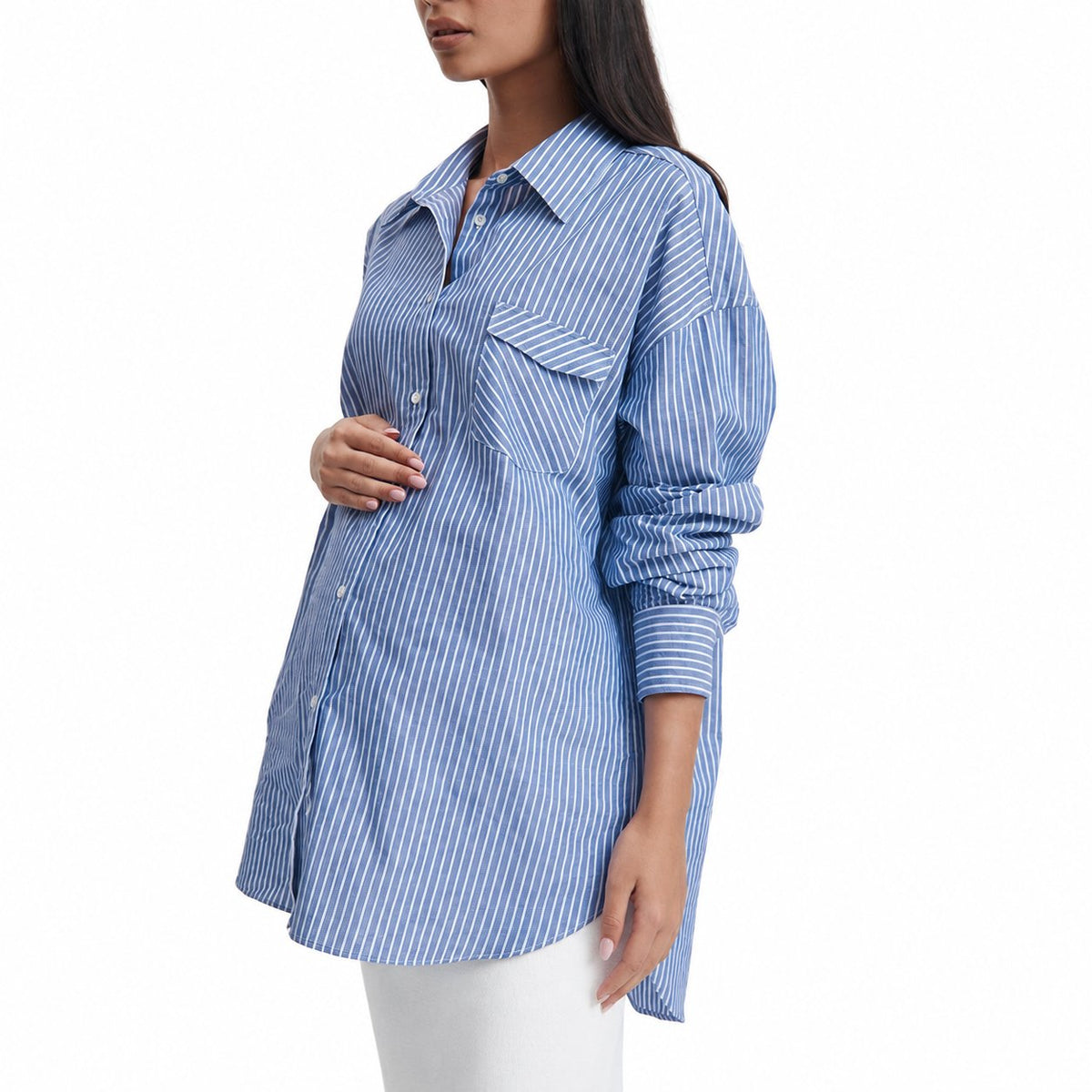Maternity Outfit Pocket-Detail Maternity Shirt studio product photo