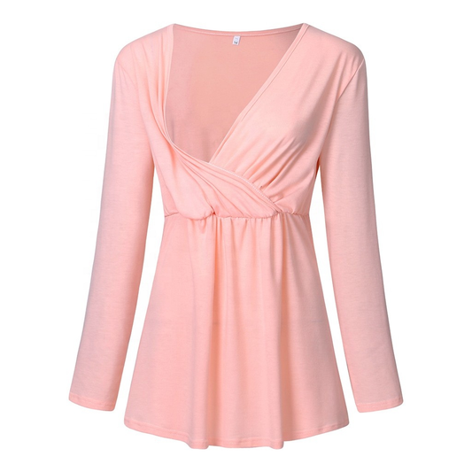 Maternity Outfit Gathered Nursing Blouse studio product photo