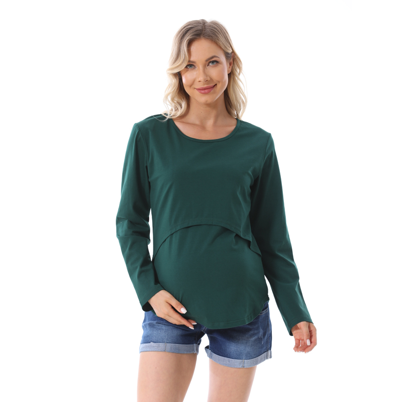 Maternity Outfit Layered Long-Sleeve Nursing Tee studio product photo