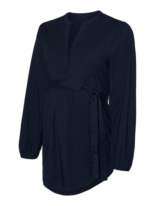 Maternity Outfit Tie-Waist Long-Sleeve Maternity Blouse studio product photo