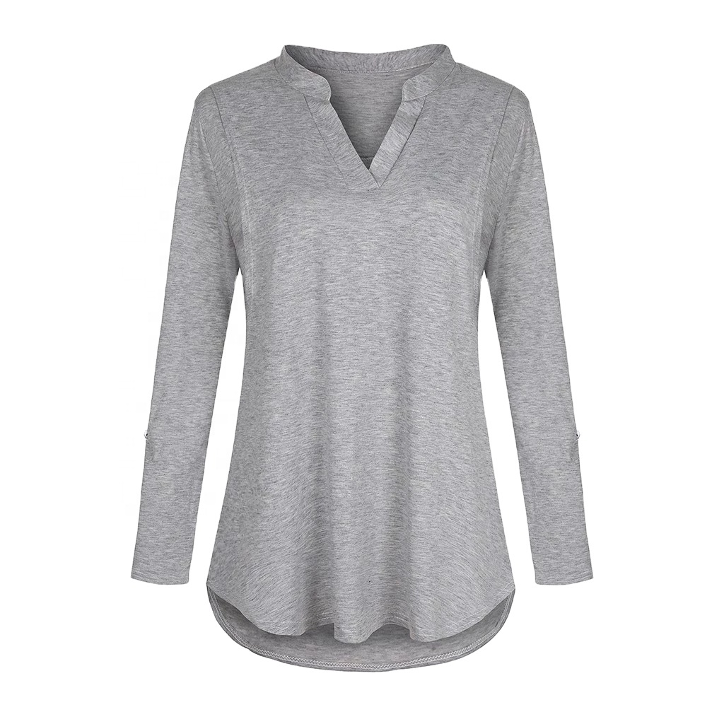 Maternity Outfit V-Neck Long-Sleeve Nursing Tunic studio product photo